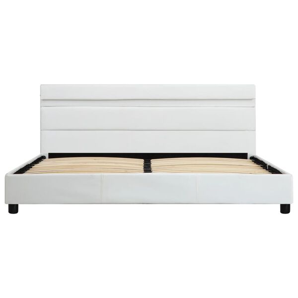 vidaXL Posteľný rám s LED, biely, umelá koža 120x200 cm