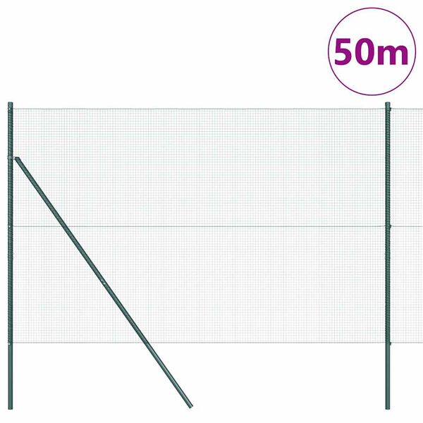 vidaXL Stĺp na plot. Zelen&aacute; 50 x 1,5 m (16 x 16 mm sieť) Ocel a PVC