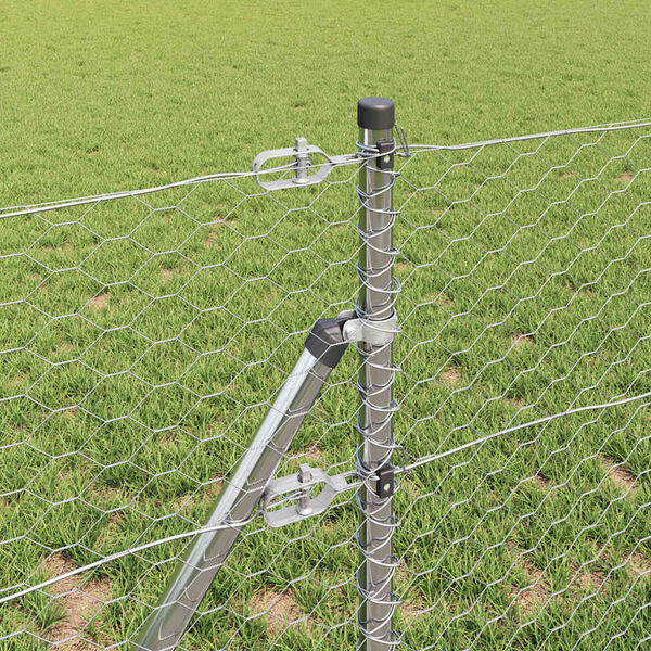 vidaXL Stĺp na plot. Strieborn&aacute; 10 x 0,6 m (36 mm sieť) Oceľ