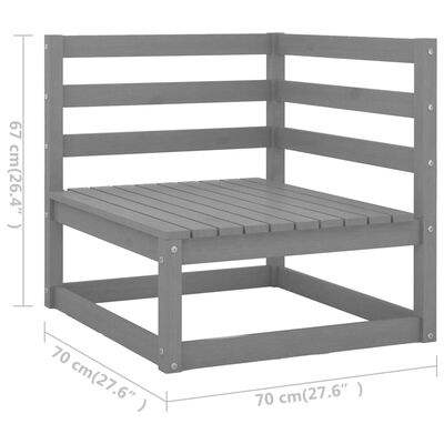 vidaXL 7-dielna záhradná sedacia súprava sivá masívne borovicové drevo