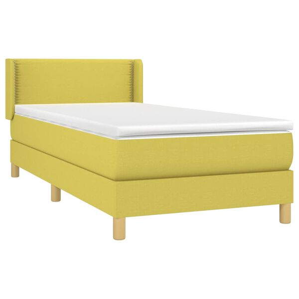 vidaXL Posteľn&yacute; r&aacute;m boxspring s matracom zelen&yacute; 90x190 cm l&aacute;tka