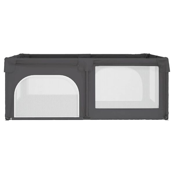 vidaXL Detská ohrádka s 2 dvierkami tmavosivá oxfordská látka