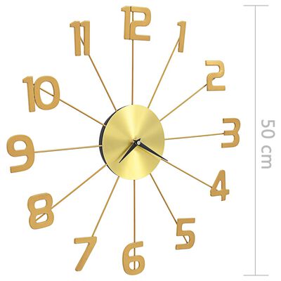 vidaXL Nástenné hodiny zlaté 50 cm kovové