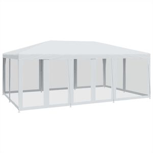 vidaXL P&aacute;rty stan so 10 sieťkovan&yacute;mi bočn&yacute;mi stenami biely 6x4 m HDPE