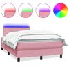 vidaXL Posteľn&yacute; r&aacute;m boxsping s matracom a LED ružov&yacute; 120x220 cm zamat