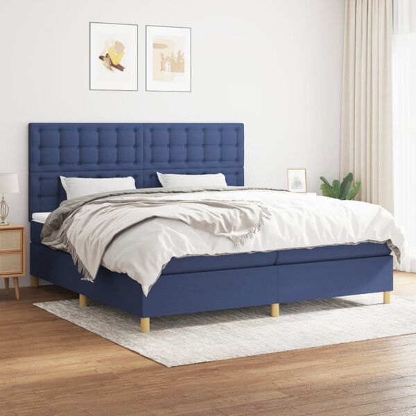 vidaXL Boxspring posteľ s matracom modr&aacute; 200x200 cm l&aacute;tka
