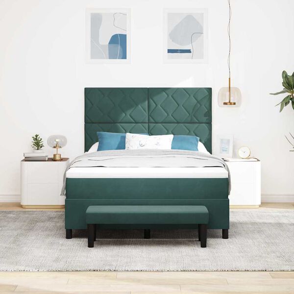 vidaXL Posteľ s pružinov&yacute;m r&aacute;mom Tmavozelen&aacute; 140 x 190 cm Zamat