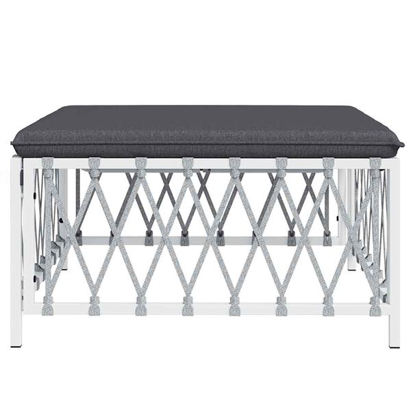 vidaXL Záhradná podnožka s vankúšovm biela tkaná látka