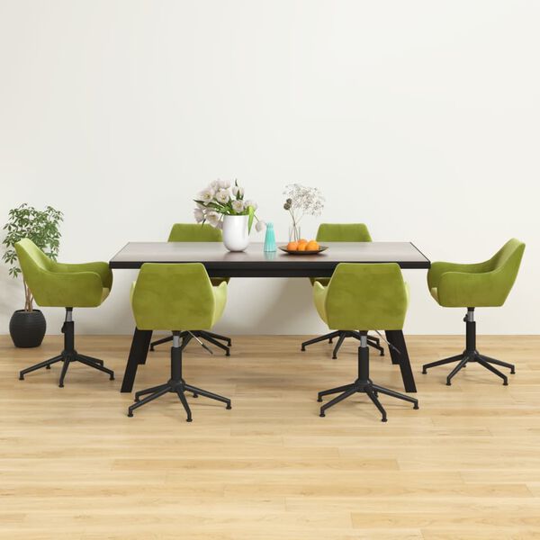 vidaXL Otočn&eacute; jed&aacute;lensk&eacute; stoličky 6 ks bledozelen&eacute; zamatov&eacute;