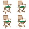 vidaXL Skladacie z&aacute;hradn&eacute; stoličky s podložkami 4 ks ak&aacute;ciov&yacute; mas&iacute;v