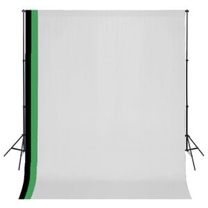vidaXL Fotografick&eacute; vybavenie, 3 pozadia, bavlna,nastaviteľn&yacute; r&aacute;m 3x3m