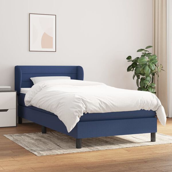 vidaXL Boxspring posteľ s matracom modr&aacute; 100x200 cm l&aacute;tka