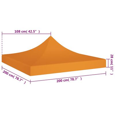 vidaXL Strecha na párty stan 2x2 m, oranžová 270 g/m²