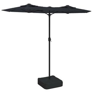 vidaXL Z&aacute;hradn&yacute; slnečn&iacute;k, dvojit&aacute; strie&scaron;ka+LED, čierny 316x145 cm