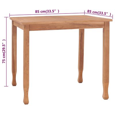 vidaXL Záhradný jedálenský stôl 85x85x75 cm teakový masív