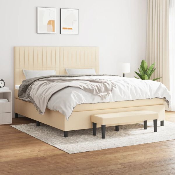 vidaXL Posteľn&yacute; r&aacute;m boxspring s matracom kr&eacute;mov&yacute; 180x200 cm l&aacute;tka