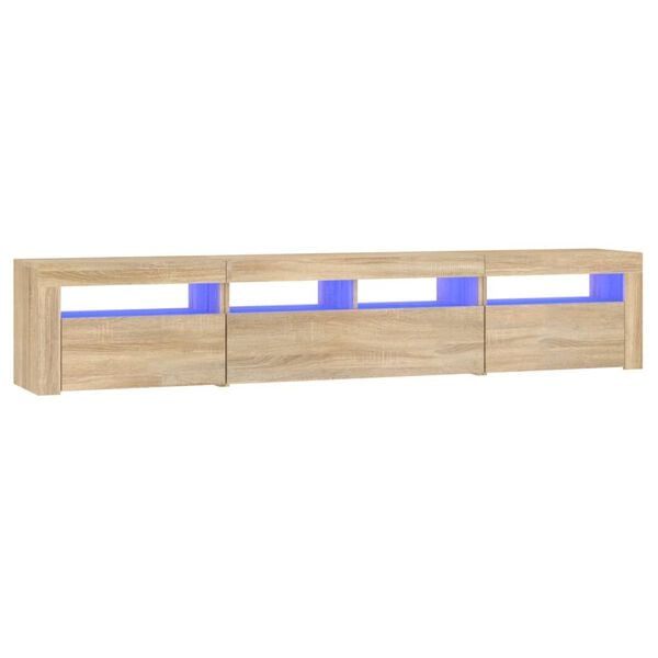vidaXL TV skrinka s LED svetlami dub sonoma 210 x 35 x 40 cm