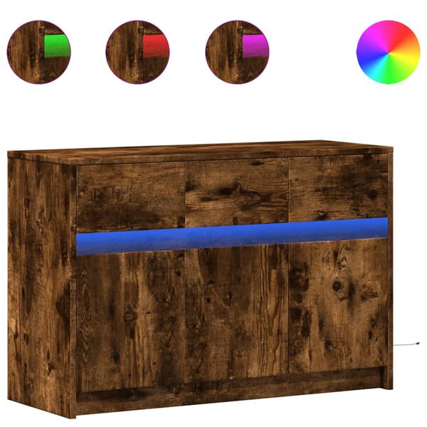 vidaXL TV stolík s LED dymový dub 91x34x61 cm kompozitné drevo