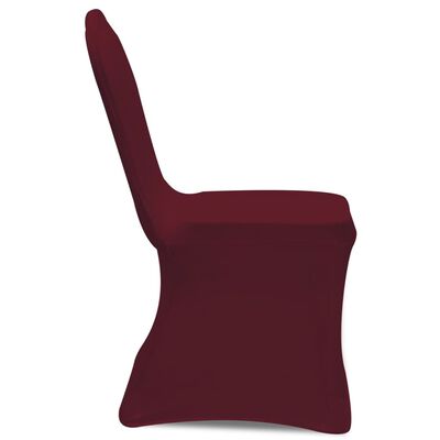 Vínovo červený napínací poťah na stoličku, 6 ks