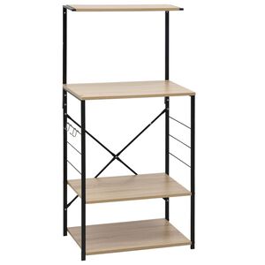 vidaXL Skrinka na mikrovlnku čierna+dub 60x39,6x123cm kompozitné drevo