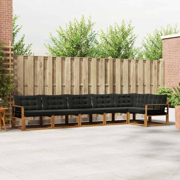 vidaXL Z&aacute;hradn&aacute; s&uacute;prava gaučov s vank&uacute;&scaron;om 6 pcs Pr&iacute;rodn&aacute; a čierna