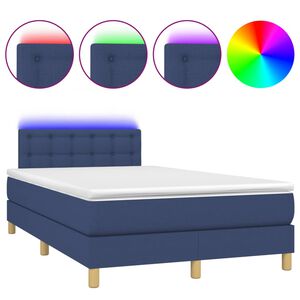 vidaXL Boxspring posteľ s matracom a LED modr&aacute; 120x190 cm l&aacute;tka