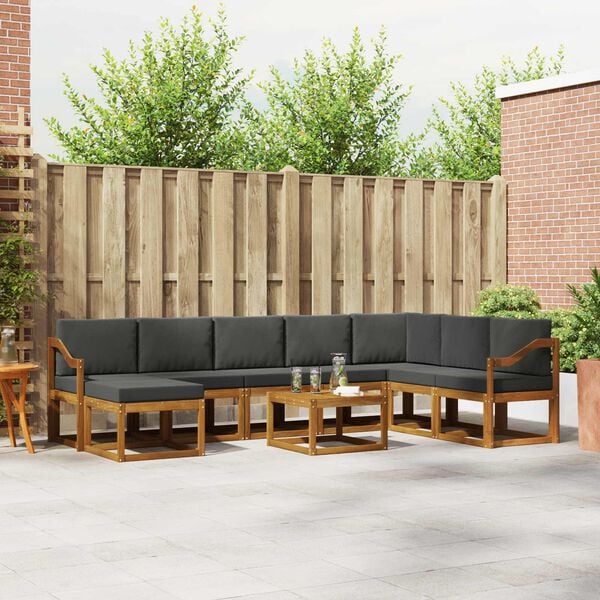 vidaXL Z&aacute;hradn&aacute; s&uacute;prava gaučov s vank&uacute;&scaron;om 9 pcs Pr&iacute;rodn&aacute; a antracitov&aacute;