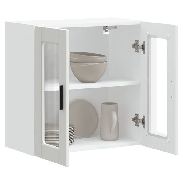 vidaXL Kuchynsk&aacute; n&aacute;stenn&aacute; skrinka so sklenen&yacute;mi dvierkami Porto biela