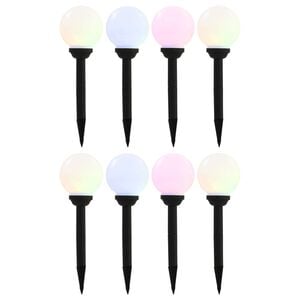 vidaXL Vonkaj&scaron;ie sol&aacute;rne lampy 8 ks 15 cm LED guľov&eacute; RGB