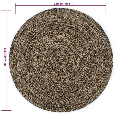 vidaXL Ručne vyrobený jutový koberec čierno-hnedý 180 cm
