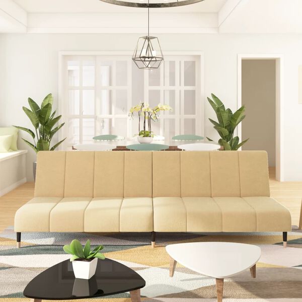 vidaXL 2-miestna rozkladacia pohovka, kr&eacute;mov&aacute;, zamat