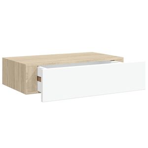 vidaXL N&aacute;stenn&aacute; z&aacute;suvkov&aacute; polica dubov&aacute; a biela 40x23,5x10 cm MDF