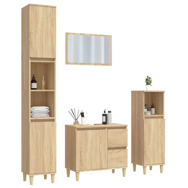 vidaXL 4-dielna s&uacute;prava k&uacute;peľňov&yacute;ch skriniek sonoma kompozitn&eacute; drevo