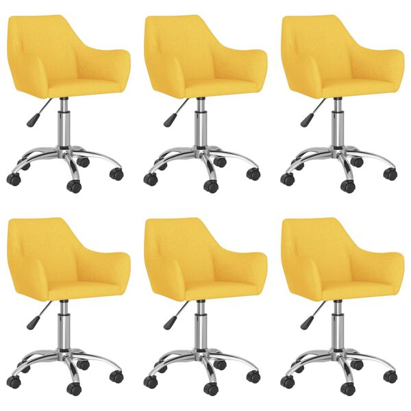 vidaXL Otočn&eacute; jed&aacute;lensk&eacute; stoličky 6 ks žlt&eacute; l&aacute;tkov&eacute;
