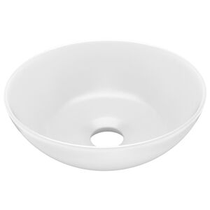 vidaXL Um&yacute;vadlo do k&uacute;peľne, keramika, matn&eacute; biele, okr&uacute;hle