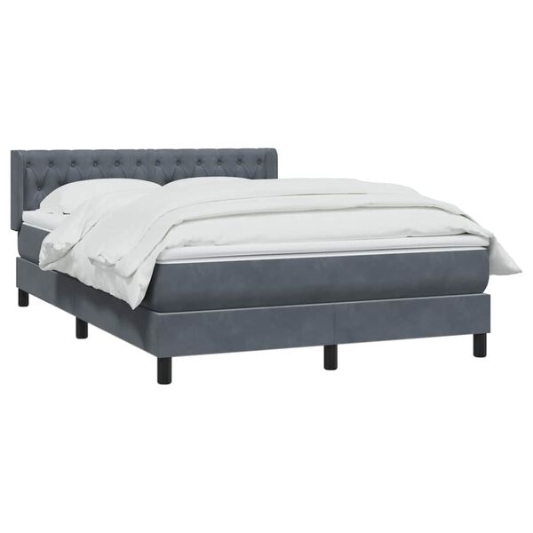 vidaXL Posteľn&yacute; r&aacute;m boxspring s matracom tmavosiv&yacute; 140x210 cm zamat