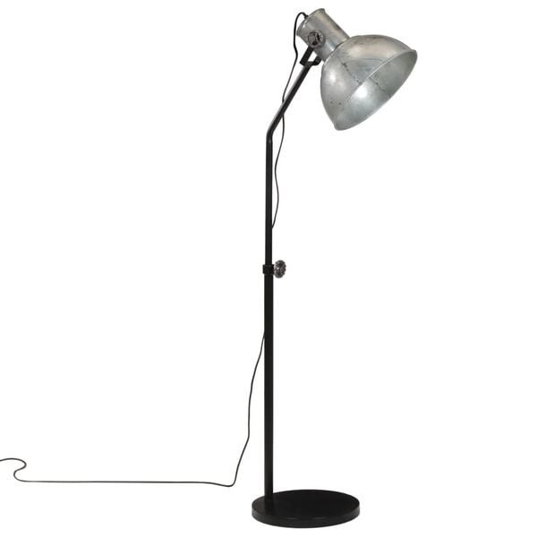 vidaXL Podlahov&aacute; lampa 25 W starožitn&aacute; strieborn&aacute; 30x30x90-150 cm E27