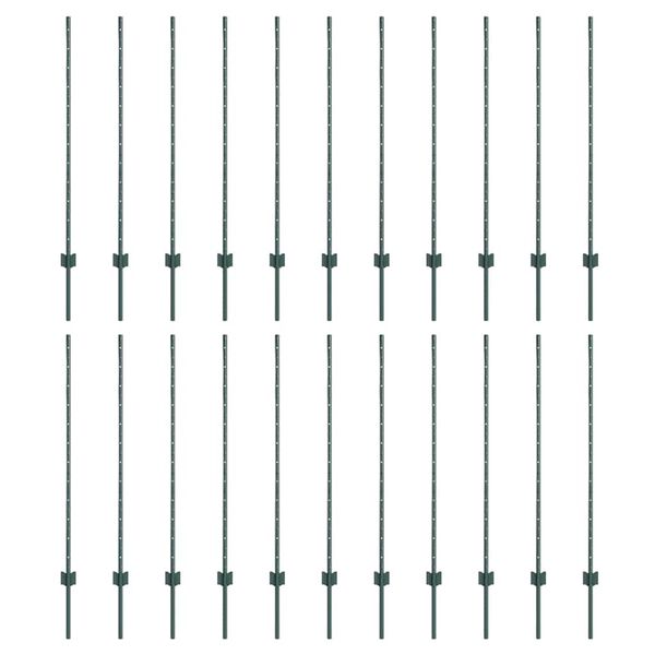 vidaXL Plotové stĺpy 22 pcs Zelená 160 cm Oceľ