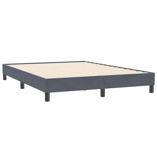 vidaXL Posteľn&yacute; r&aacute;m boxspring s matracom tmavosiv&yacute; 140x210 cm zamat