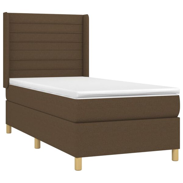 vidaXL Boxspring posteľ s matracom tmavohned&aacute; 100x200 cm l&aacute;tka