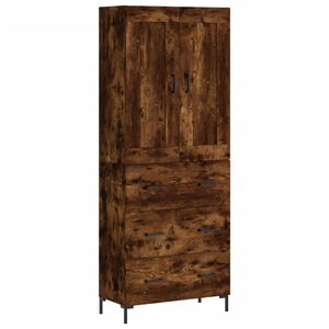 vidaXL Vysok&aacute; skrinka dymov&yacute; dub 69,5x34x180 cm spracovan&eacute; drevo