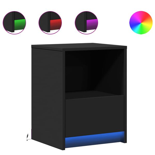 vidaXL Nočné stolíky s LED svetlami 2 ks čierne kompozitné drevo