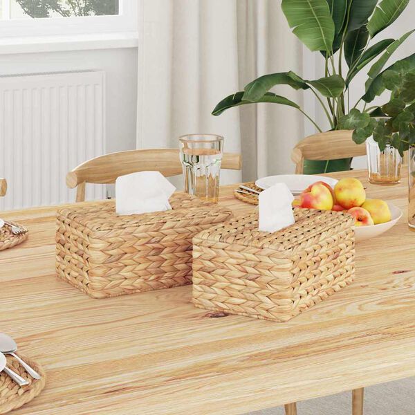 vidaXL Obaly na krabičky na vreckovky 2 pcs Vodn&yacute; hyacint Pr&iacute;rodn&aacute;