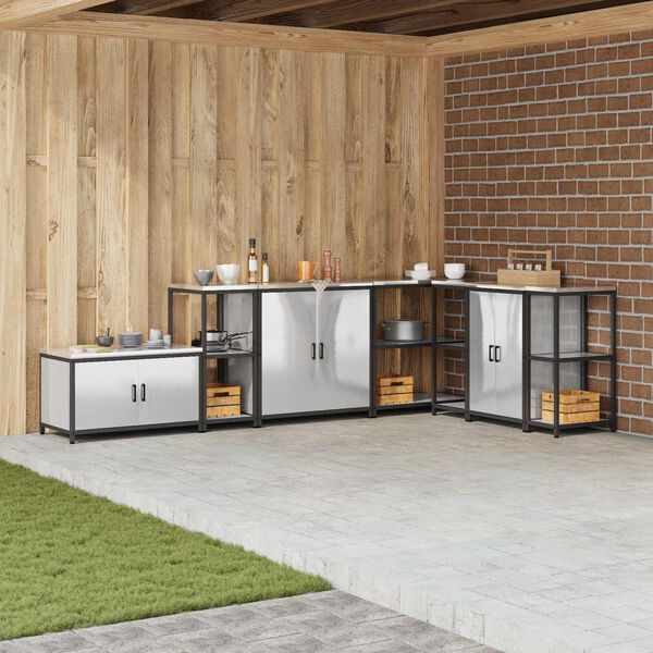 vidaXL &Uacute;ložisko v kuchyni s poličkou Strieborn&aacute; 60 x 50 x 92 cm Oceľ