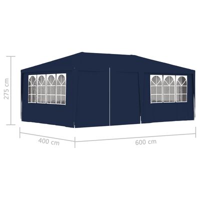 vidaXL Profesionálny párty stan+bočné steny 4x6 m, modrý 90 g/m²