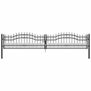 vidaXL Plotov&aacute; br&aacute;na KAMPEN s vrchnou časťou z o&scaron;tepu čierna 394,5x78 cm oceľ