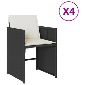vidaXL Z&aacute;hradn&eacute; stoličky so sed&aacute;kmi 4 ks čierne polyratanov&eacute;