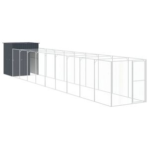 vidaXL B&uacute;da pre psa s v&yacute;behom antracitov&aacute; 165x1067x181 cm pozink. oceľ