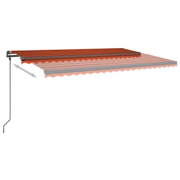 vidaXL Automatick&aacute; mark&iacute;za, LED a senzor vetra 5x3 m, oranžov&aacute;/hned&aacute;