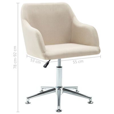 vidaXL Otočná kancelárska stolička krémová látková